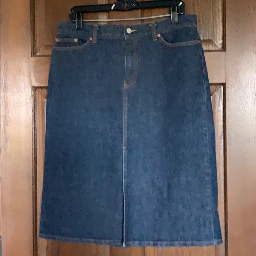 Gap Jeans Dark Stretch Denim Skirt w/ front slit
